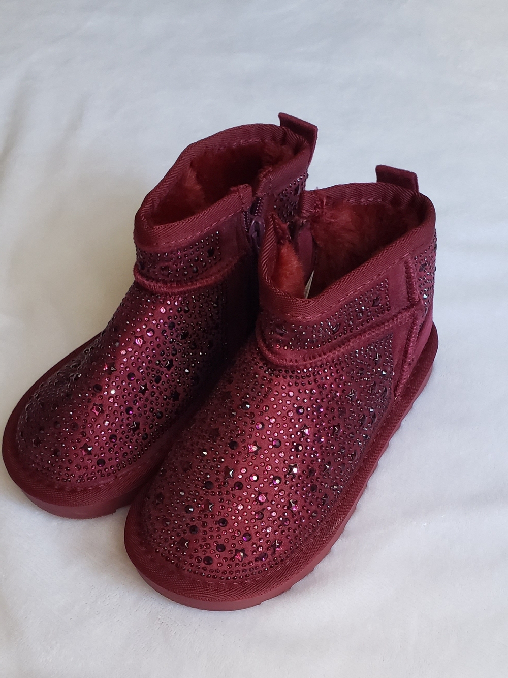MIA Girls' Burgundy Crystal Embellished Ankle Boots
